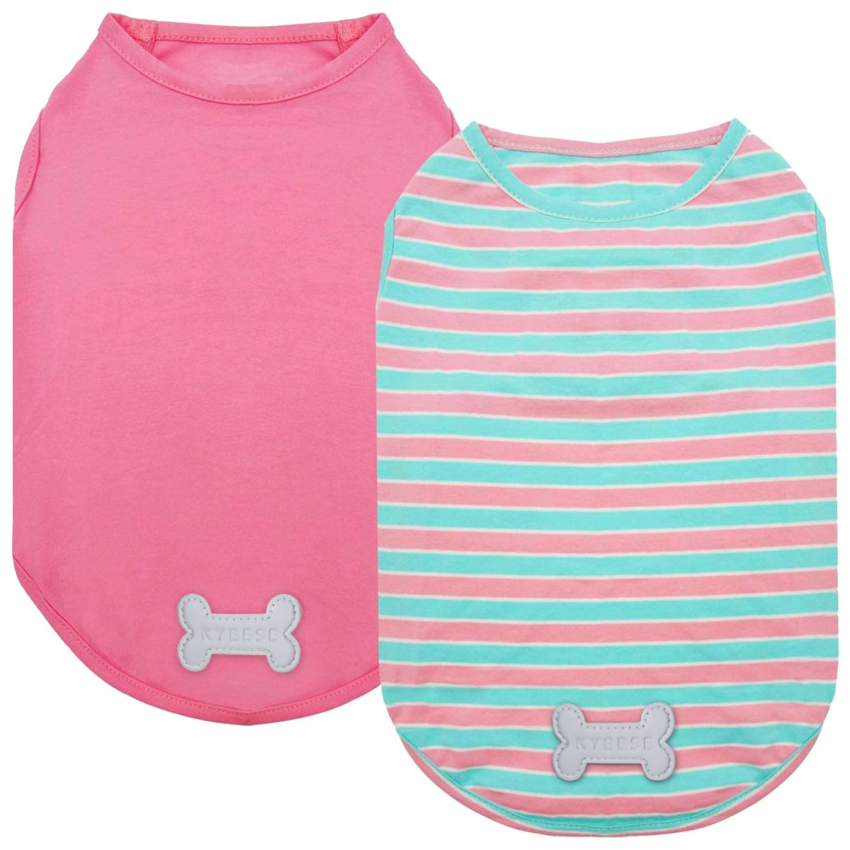 Camisetas KYEESE de dos packs para perro rayadas rosa XL, comodidad diaria.