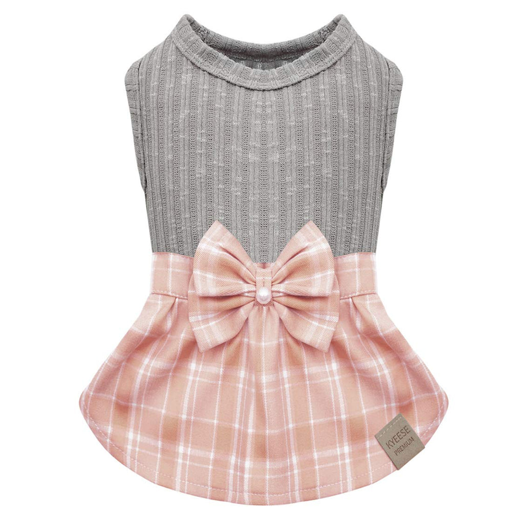KYEESE vestido para perros pequeños con cuadros y lazo, ideal para paseos.