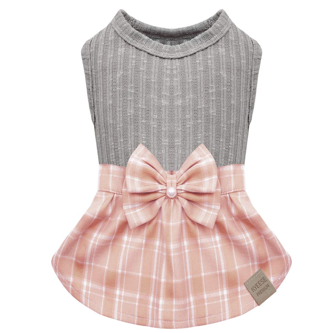 KYEESE vestido para perros pequeños con cuadros y lazo, ideal para paseos.