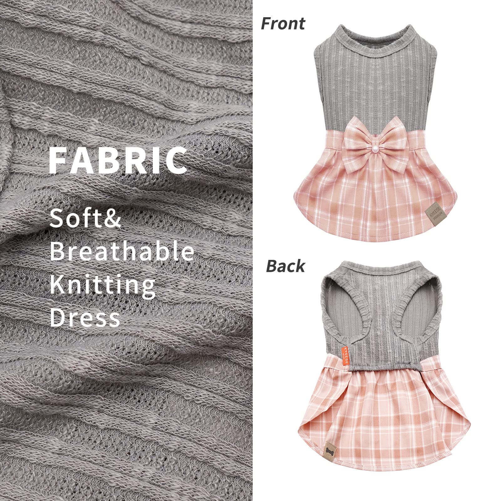 KYEESE vestido para perros pequeños con cuadros, ideal para salidas.