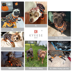 Pijama KYEESE para perros Halloween calabaza, cierre fácil y seguro.