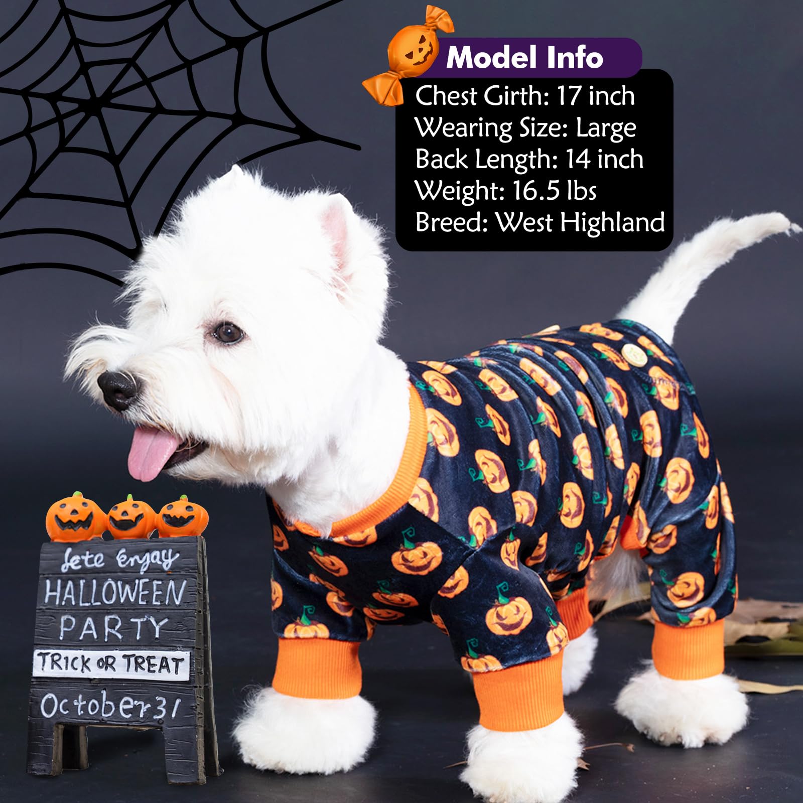 Pijama KYEESE Halloween calabaza, costuras reforzadas para mayor durabilidad.