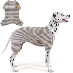 Pijama KYEESE para perro con rayas marfil y marrón, cómodo para dormir