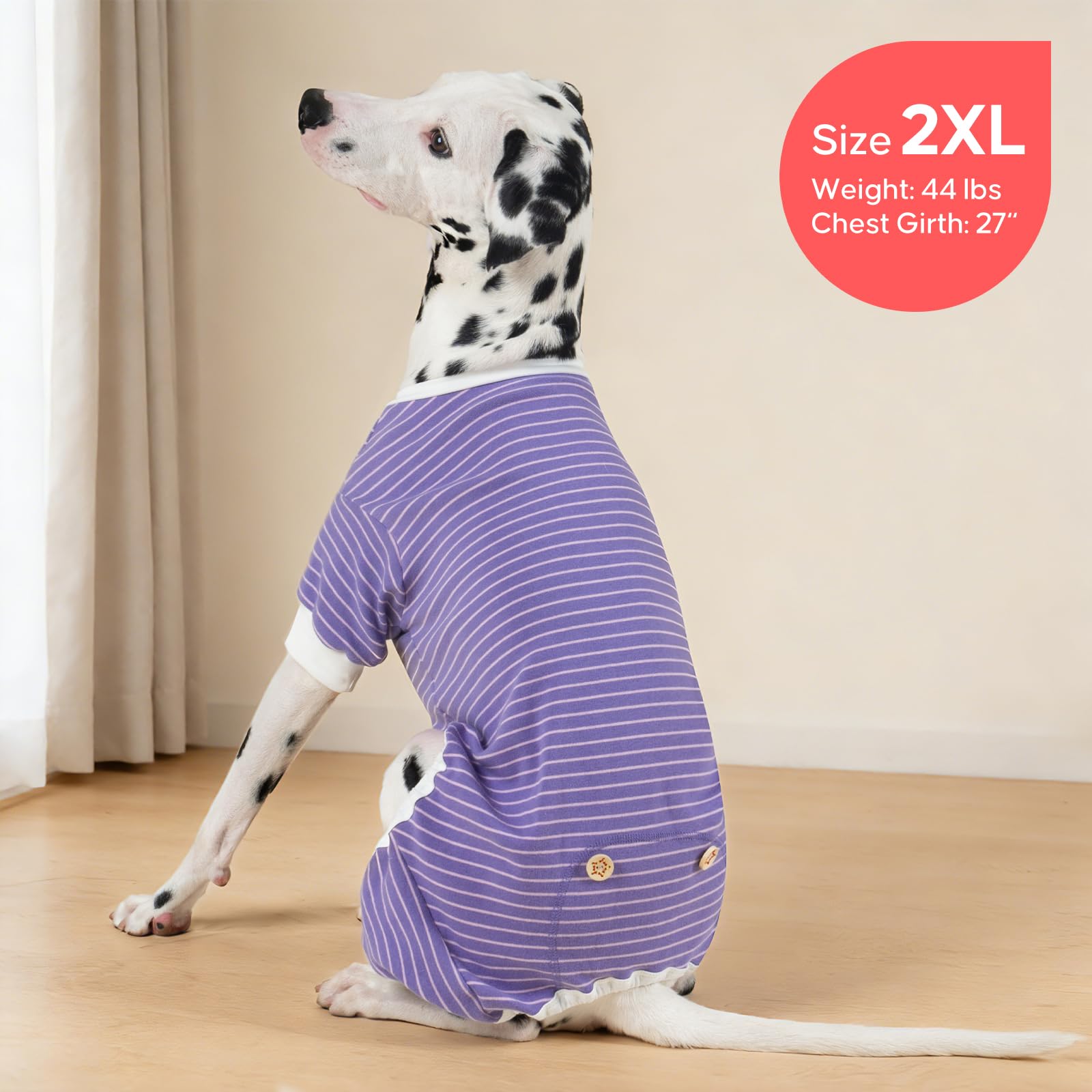 KYEESE pijama para perro rayas púrpura XX-Large, lavado a máquina y durabilidad