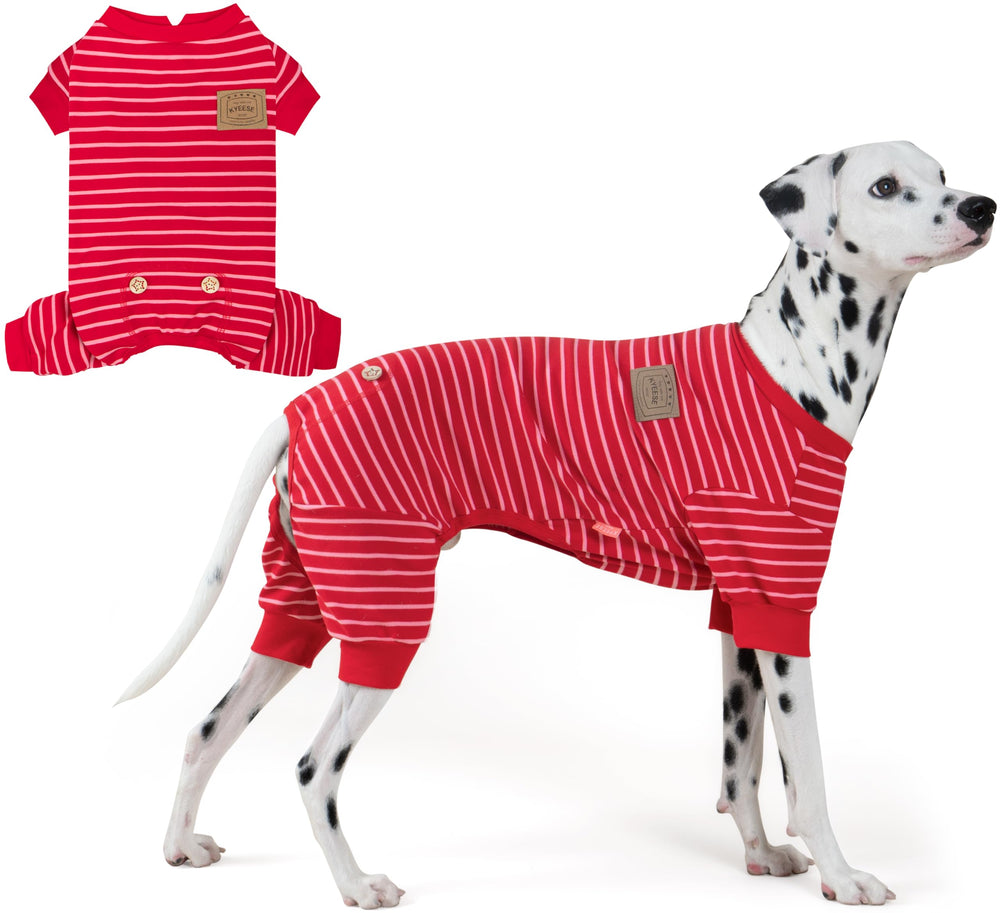 KYEESE pijama para perro con rayas y forro térmico, cómodo y cálido.