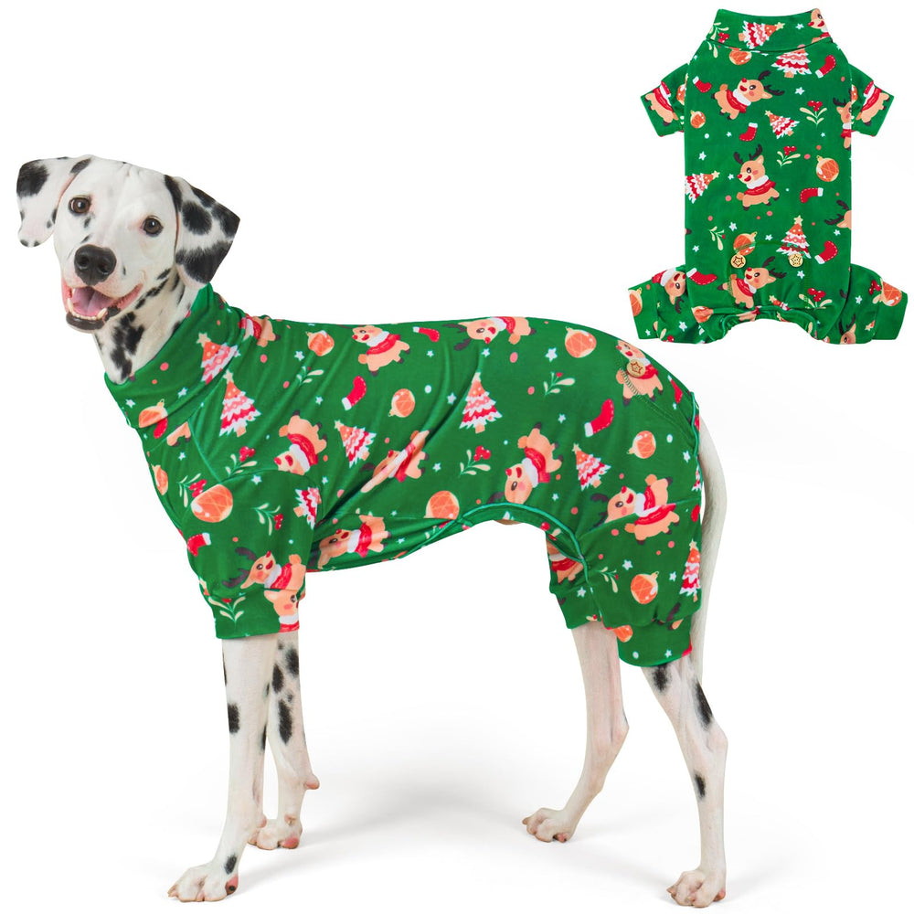 KYEESE pijamas para perro con cuello alto, frente navideño, ideal para noches cálidas