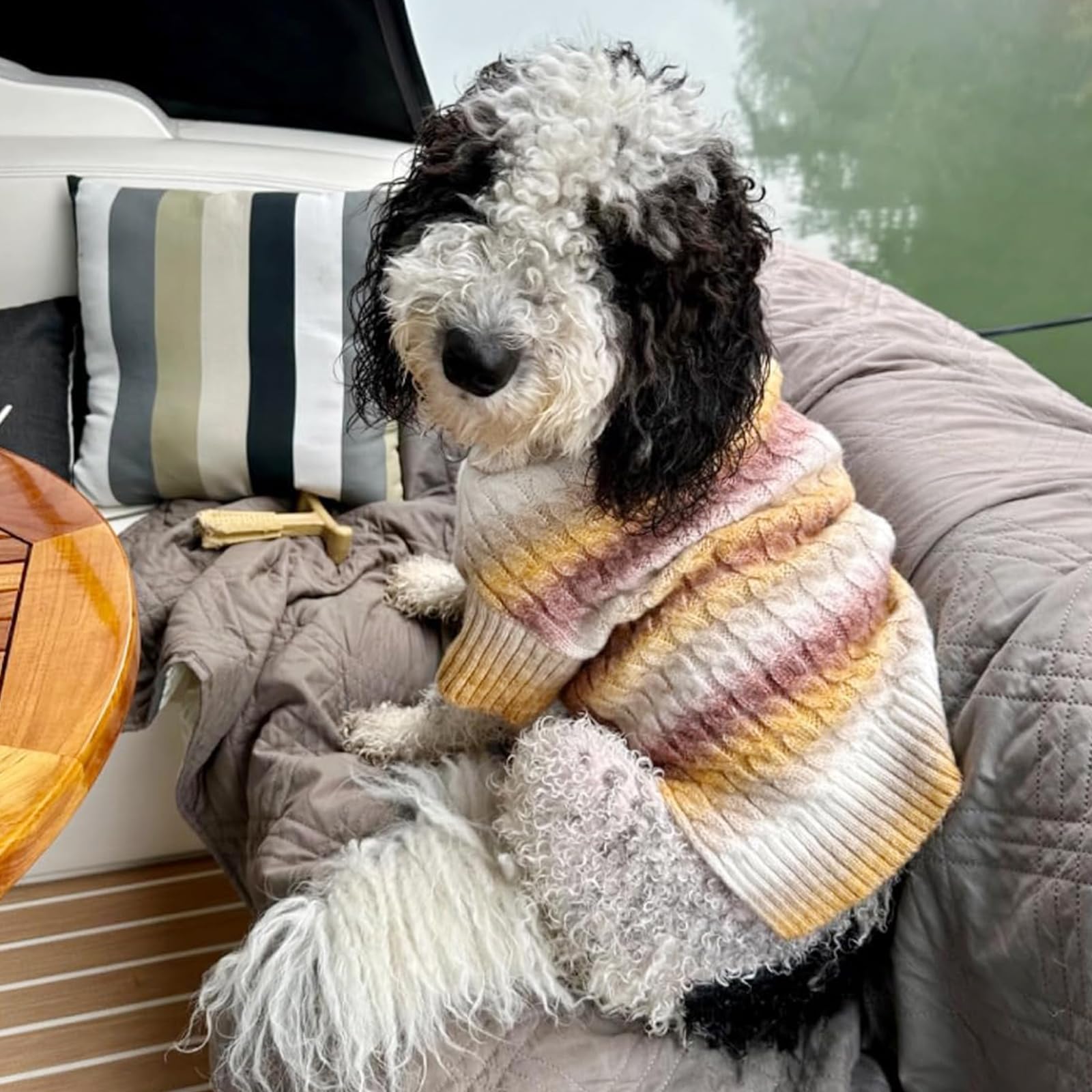 KYEESE sudadera de manga larga con diseño en trenza para perros medianos