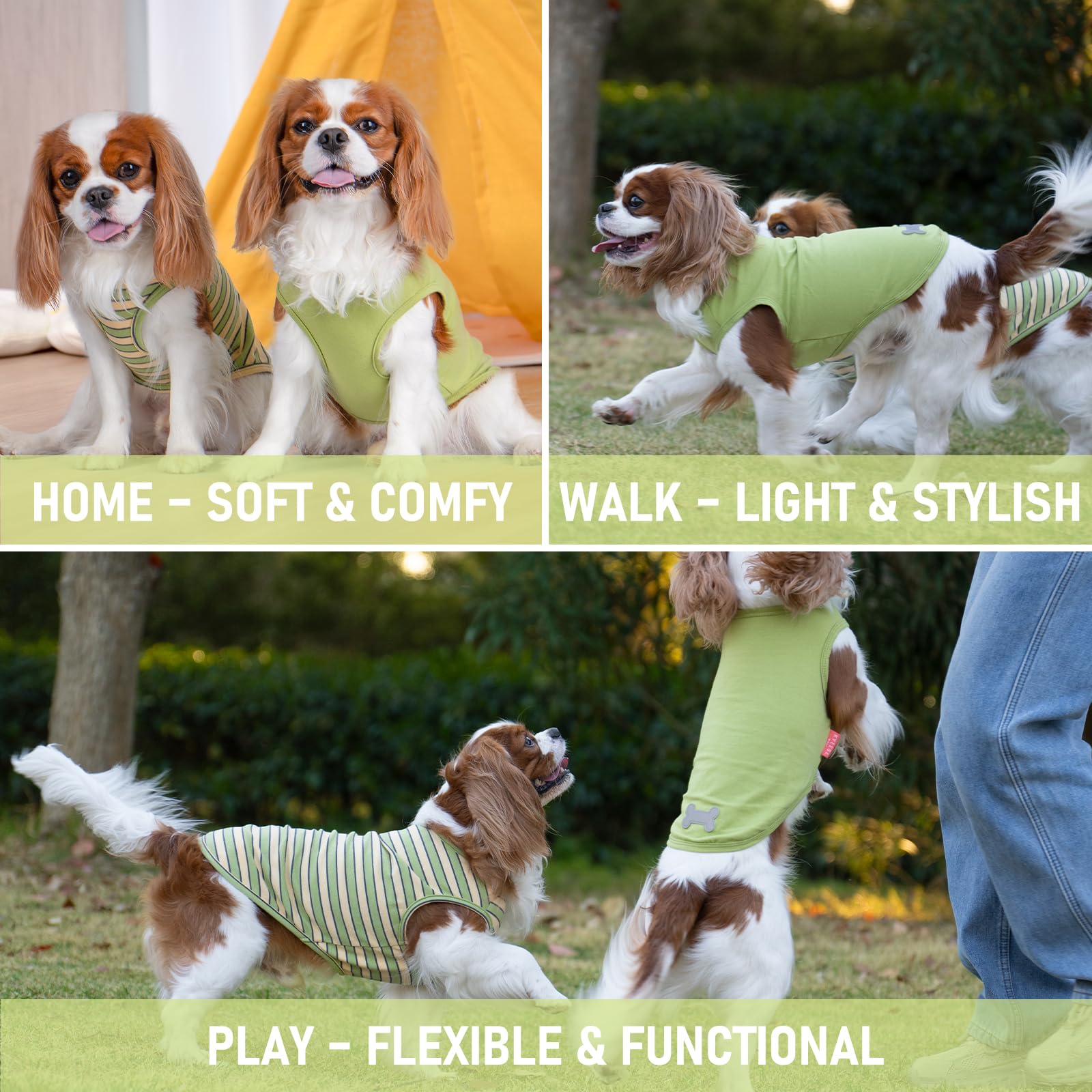 KYEESE logo reflectivo en espalda de la camiseta para perro verde.