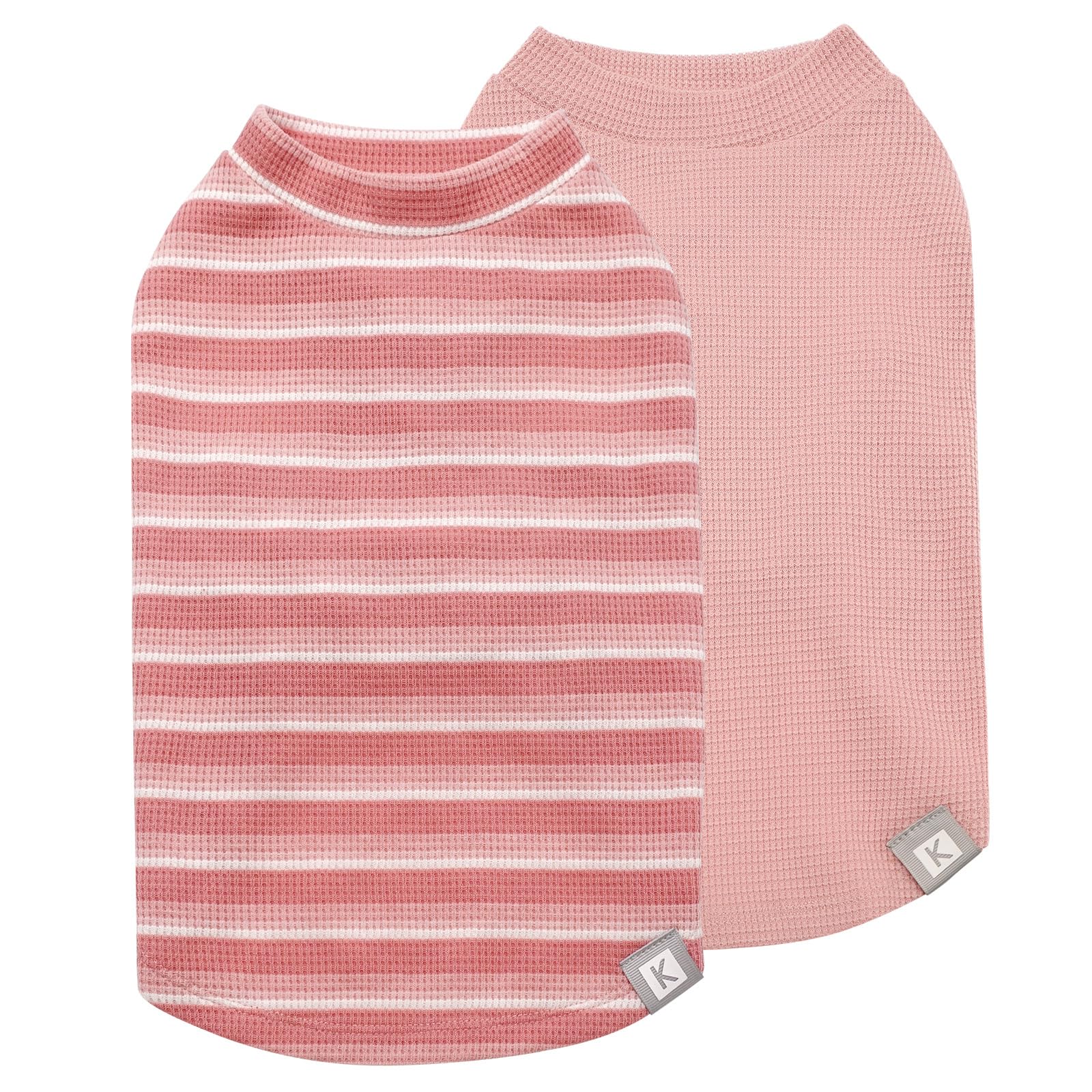 KYEESE camiseta gofre rosa lisa para perro pequeno, comoda y transpirable.