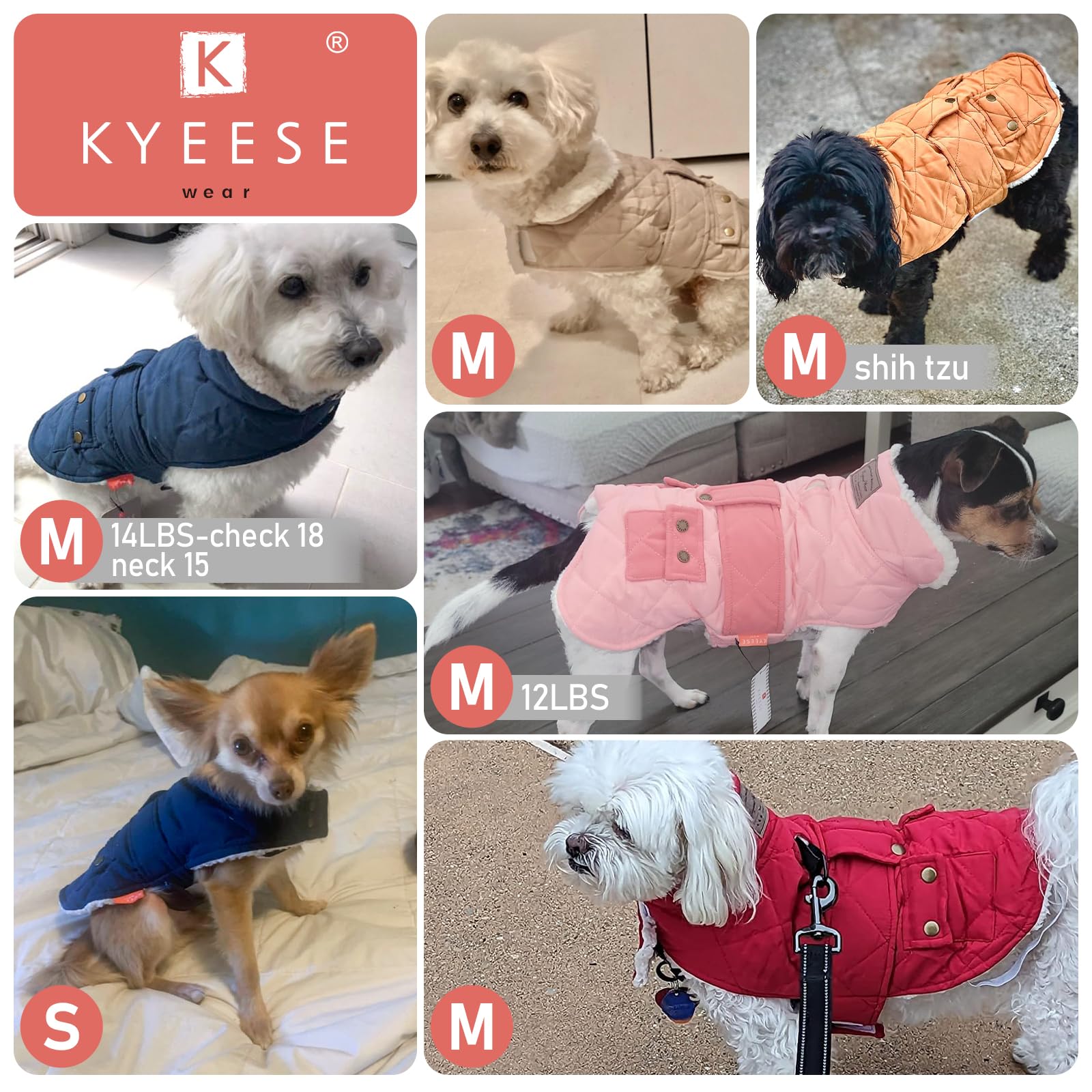 KYEESE chaleco para perro invierno, bolsillo práctico, almacenamiento ligero para pequeñas golosinas.