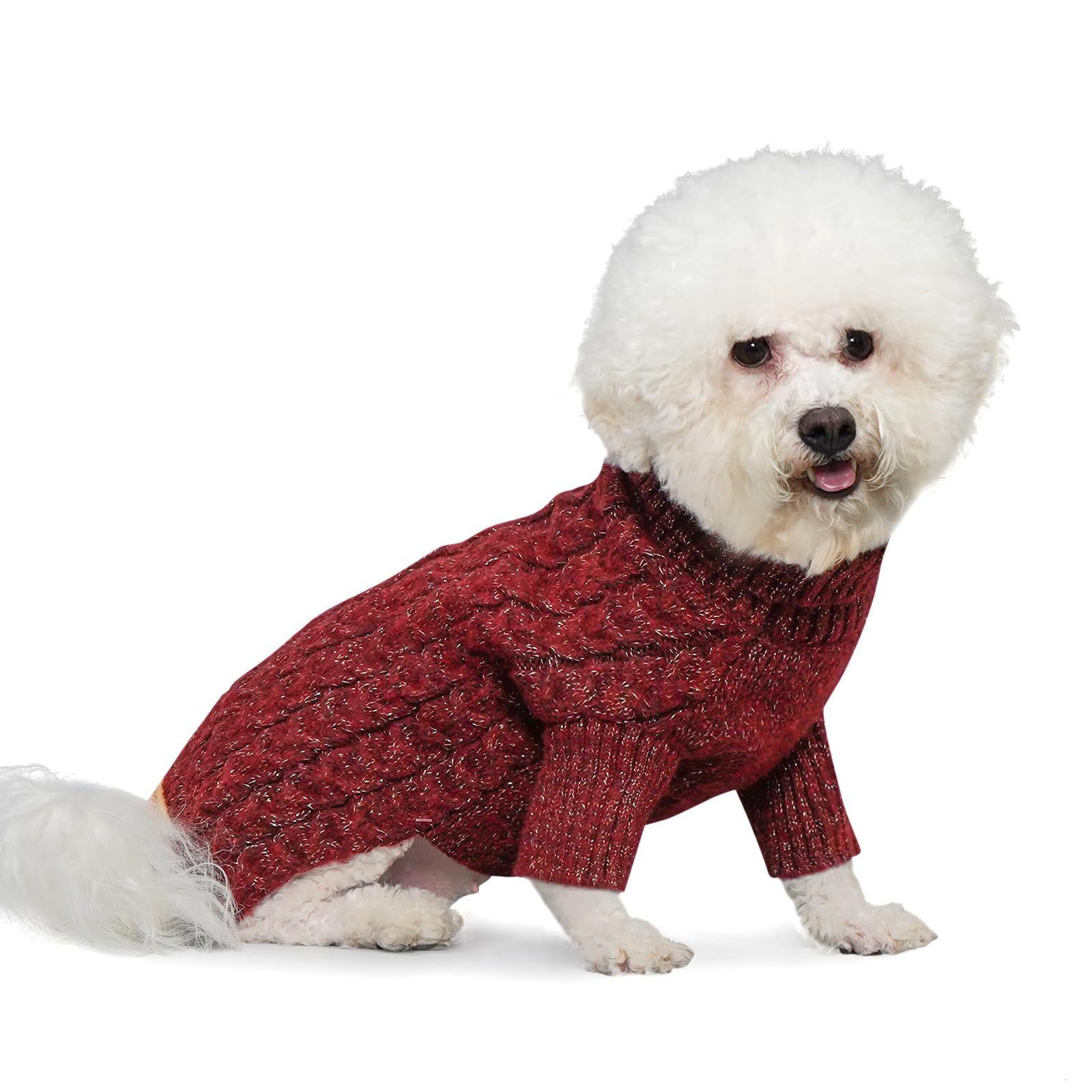 KYEESE suéter para perro con cuello alto rojo, ideal para días fríos