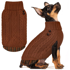 KYEESE sueter para perros con cuello alto en tejido grueso brinda abrigo cálido para paseos.