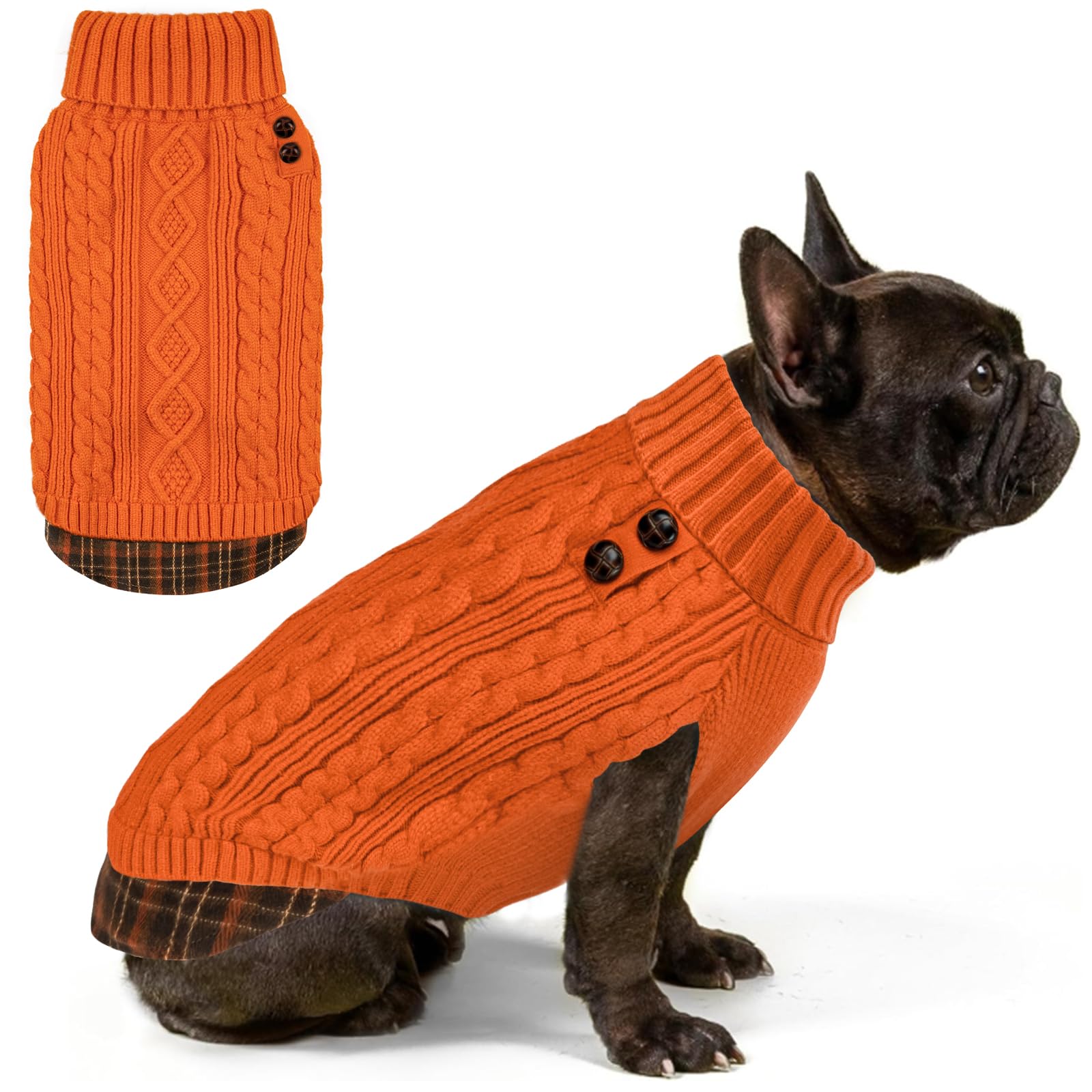 La sudadera KYEESE para perro con cableknit y cuello alto ofrece calidez y ajuste cómodo.