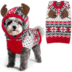 KYEESE sudadera para perros con capucha de ciervo y astas, ideal para fotos navideñas.