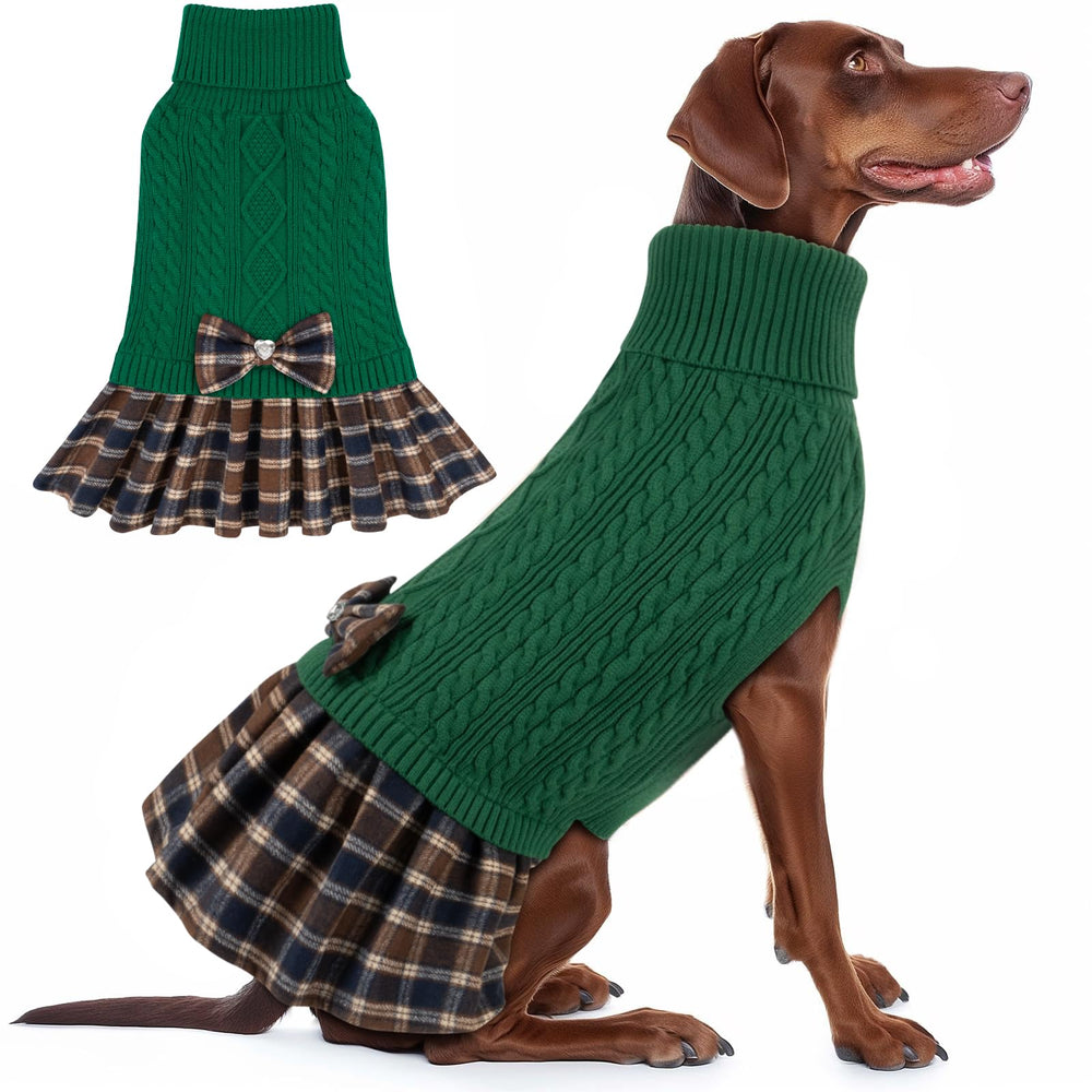KYEESE sudadera para perro punto grueso verde con cuello alto, ideal para paseos fríos
