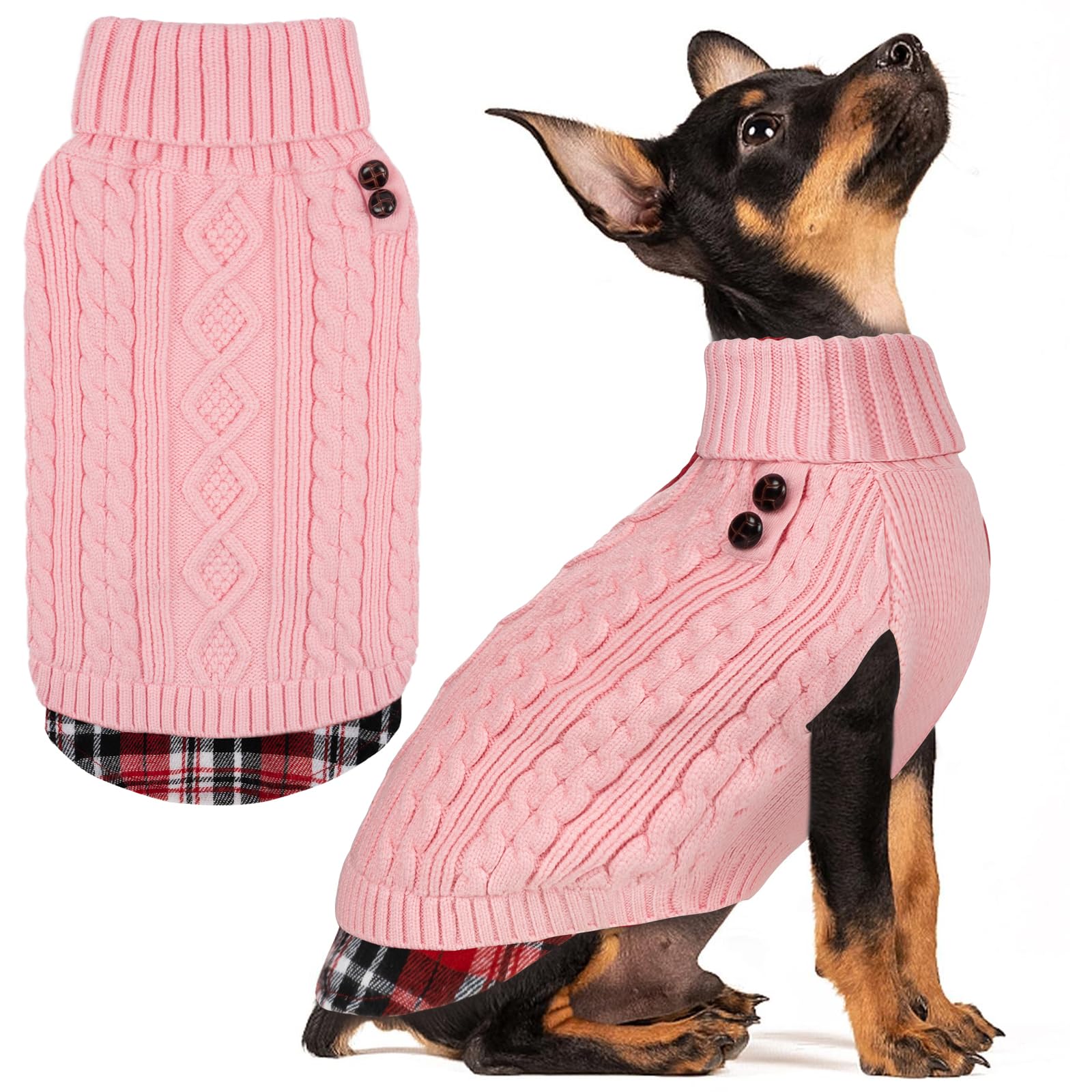 KYEESE sueter para perro, tejido jersey, cuello alto, calentamiento suave para días fríos.