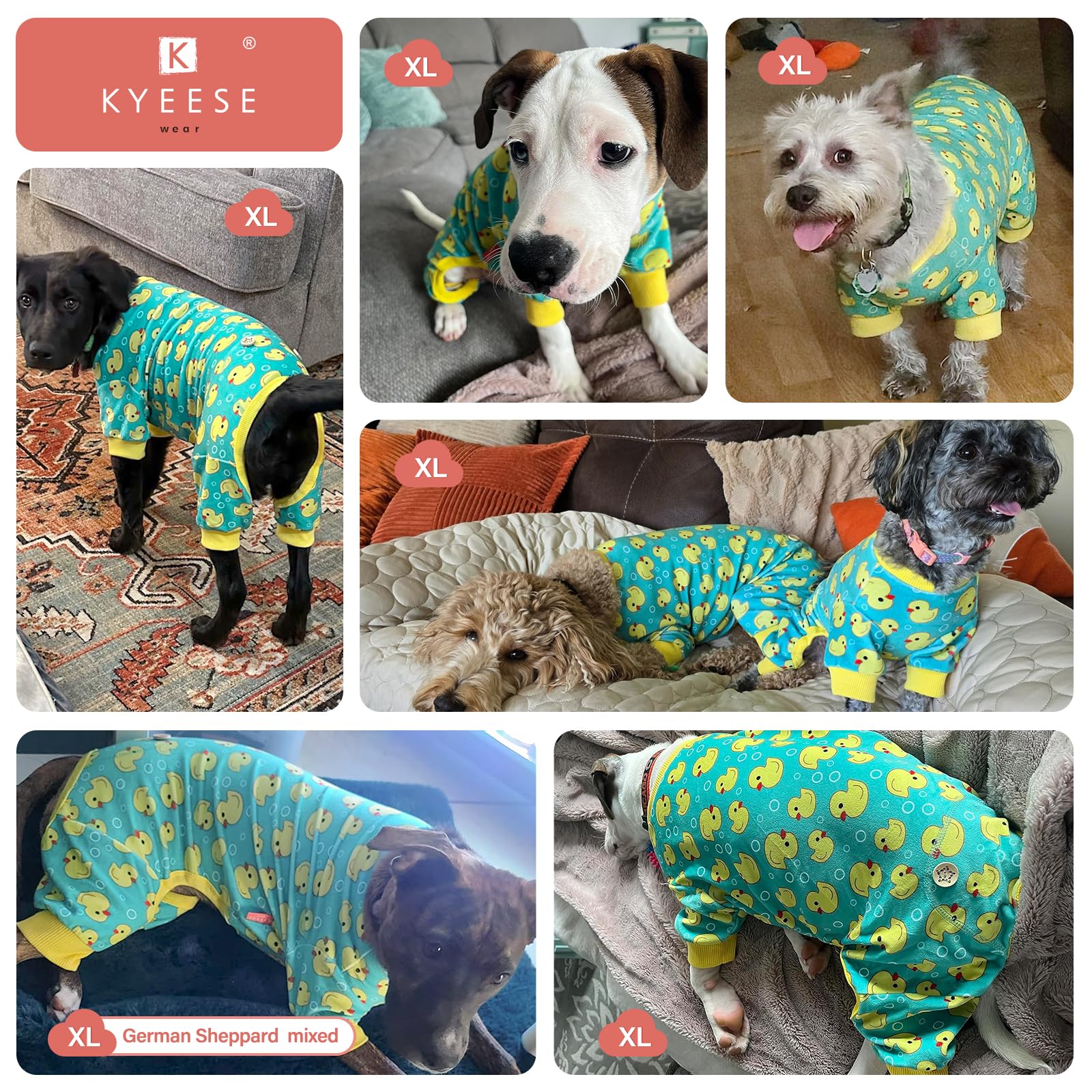 KYEESE pijama protege contra la muda en muebles y mantiene al perro cálido.