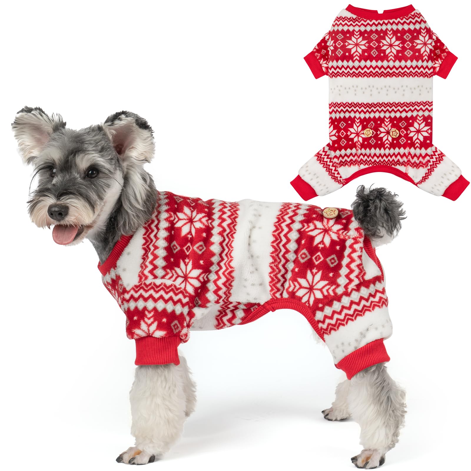 KYEESE pijama perro navidad copos nieve, cómodo y festivo.