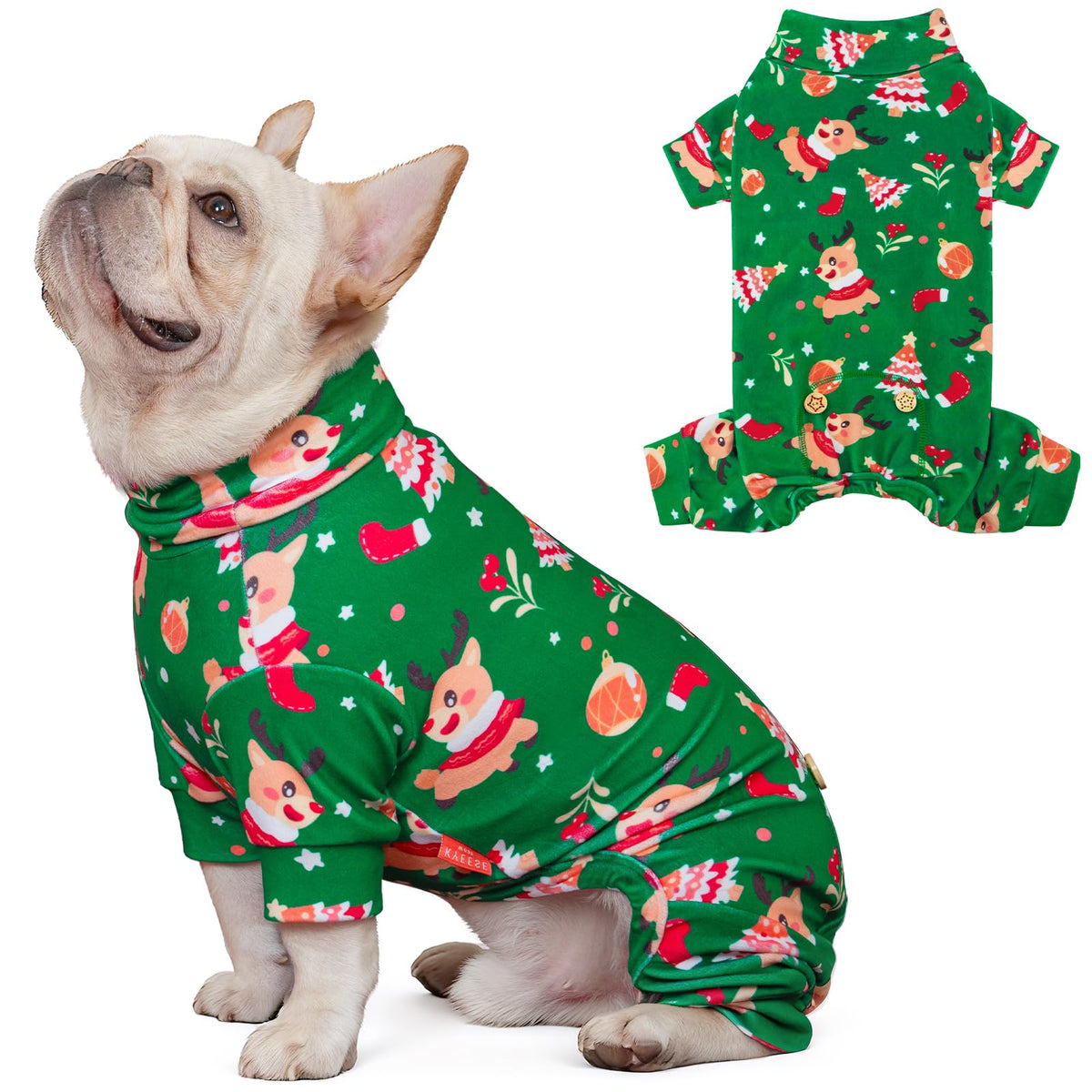 KYEESE pijama para perros con diseño de renos, perfecto para fiestas navideñas