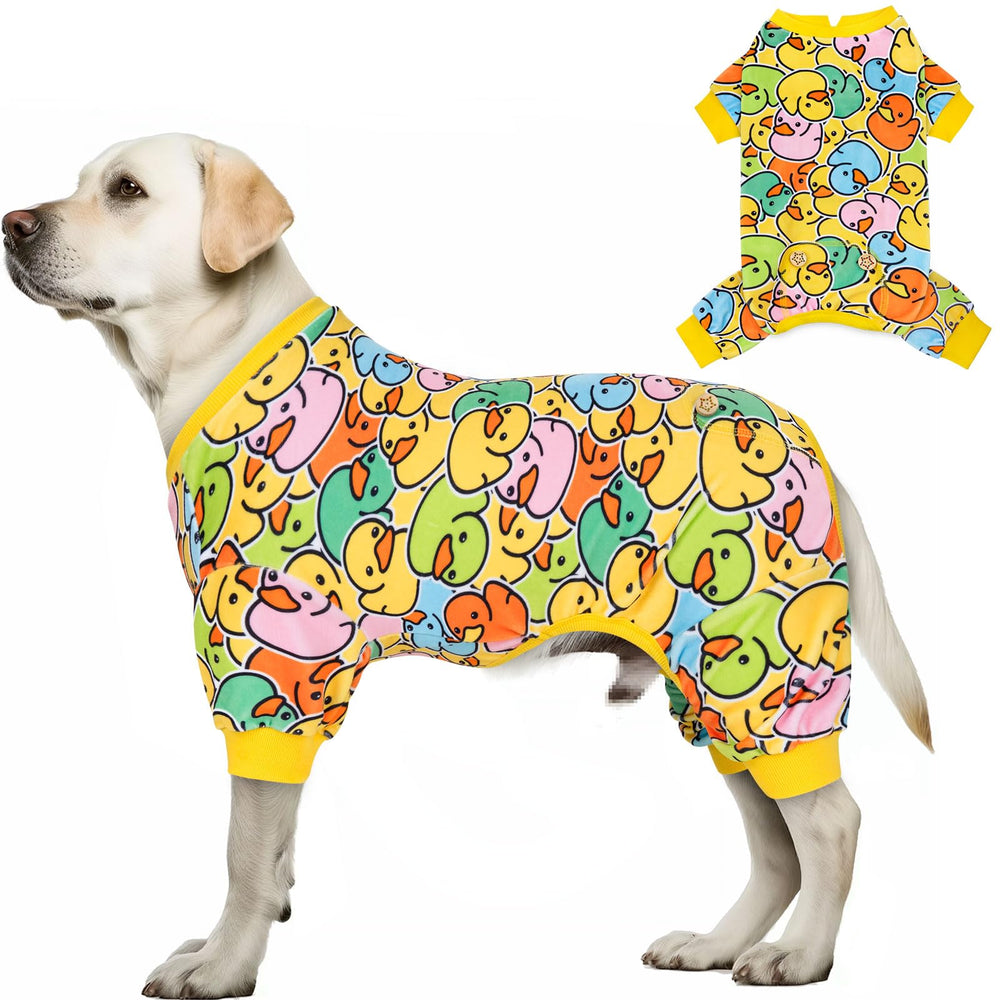 Pijama KYEESE para perro con estampado de pato colorido, cómodo para paseos diarios