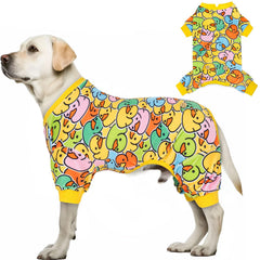 Pijama KYEESE para perro con estampado de pato colorido, cómodo para paseos diarios
