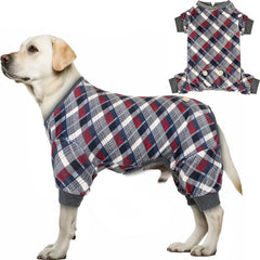 KYEESE pijama para perros con estampado a cuadros gris, ajuste cómodo para paseos