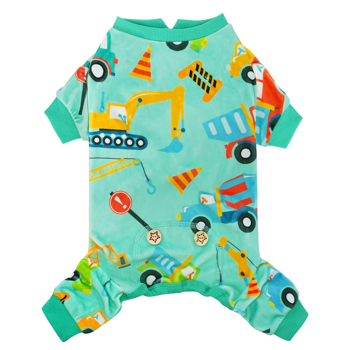 Pijama KYEESE para perro con diseño de vehículos de construcción, cómodo y suave.