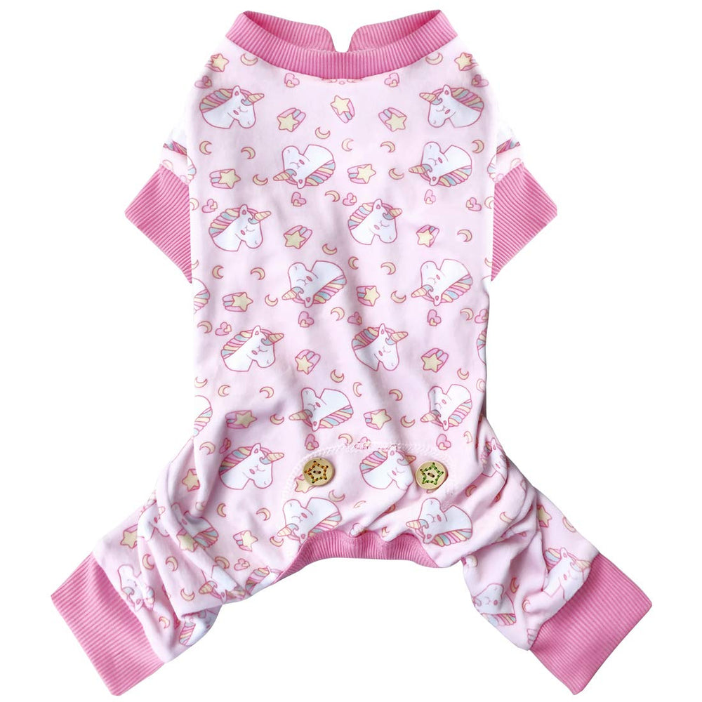 KYEESE Pijama para perro velour rosa con unicornio, suave y cómodo.