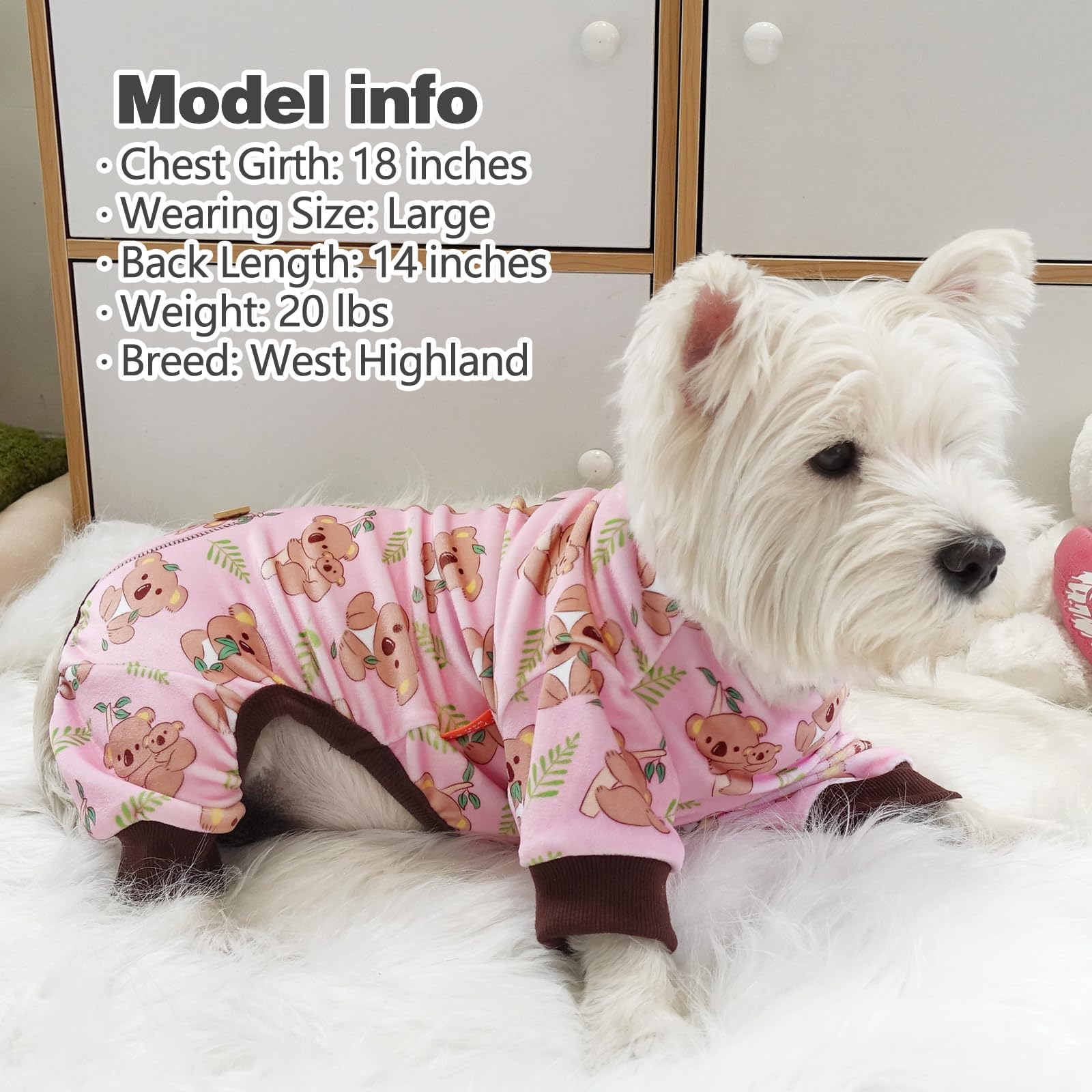 KYEESE pijamas para perros, koala cintura elástica, fácil de poner y quitar.