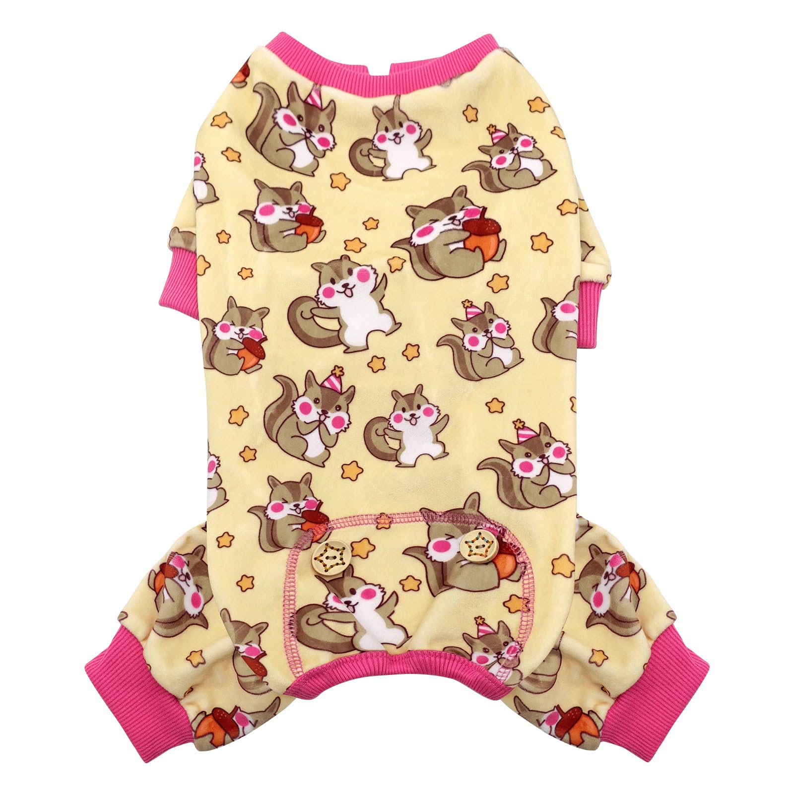 KYEESE pijama para perros con patrón ardilla-listada, ideal para paseos con estilo.