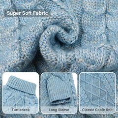 SUDADERA KYEESE para perro, cuello alto azul, ideal para climas fríos.
