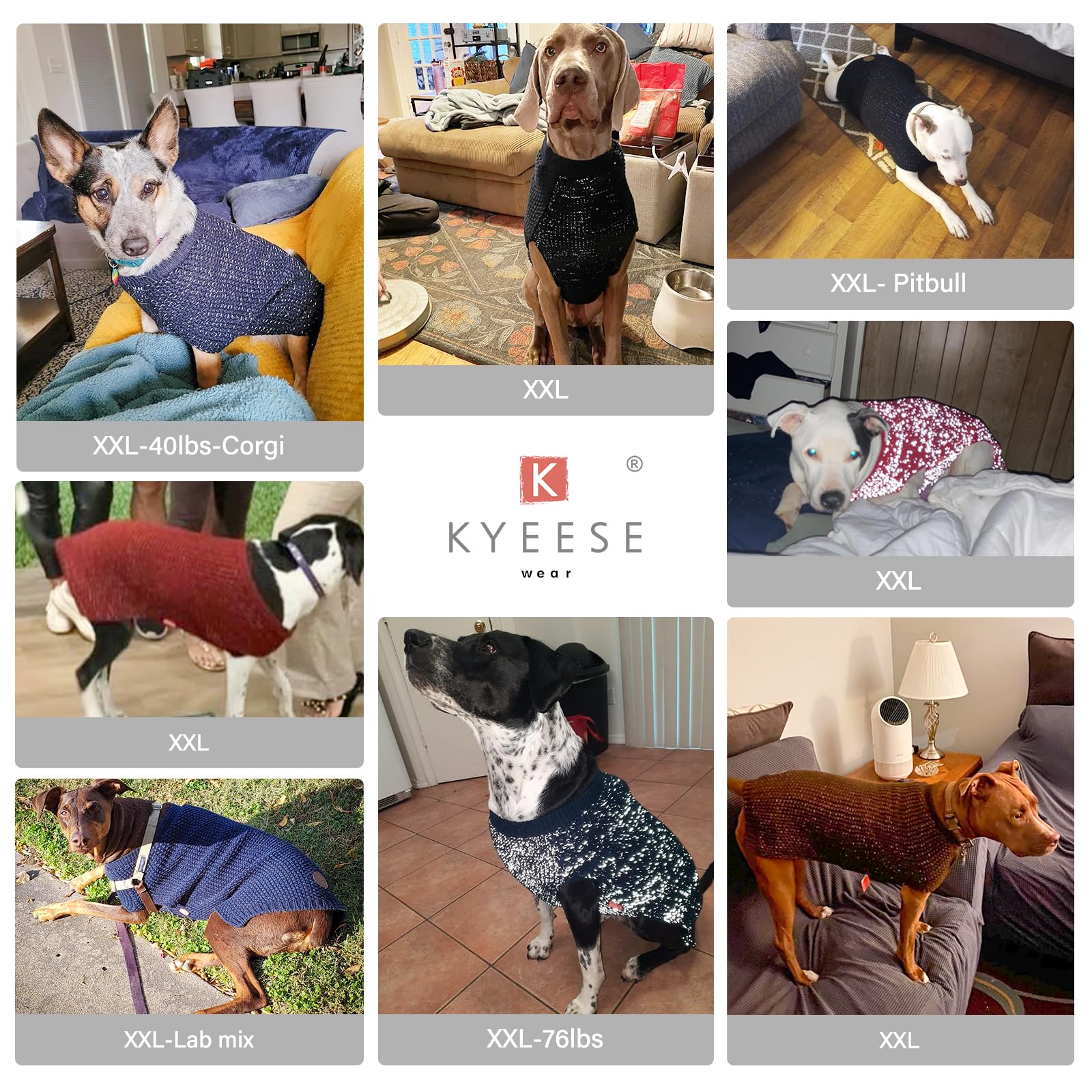 KYEESE sudadera para perro grande en gris, estilo invernal.
