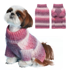 KYEESE sudadera para perro con tejido trenzado y color gradiente púrpura, cálida y elegante.