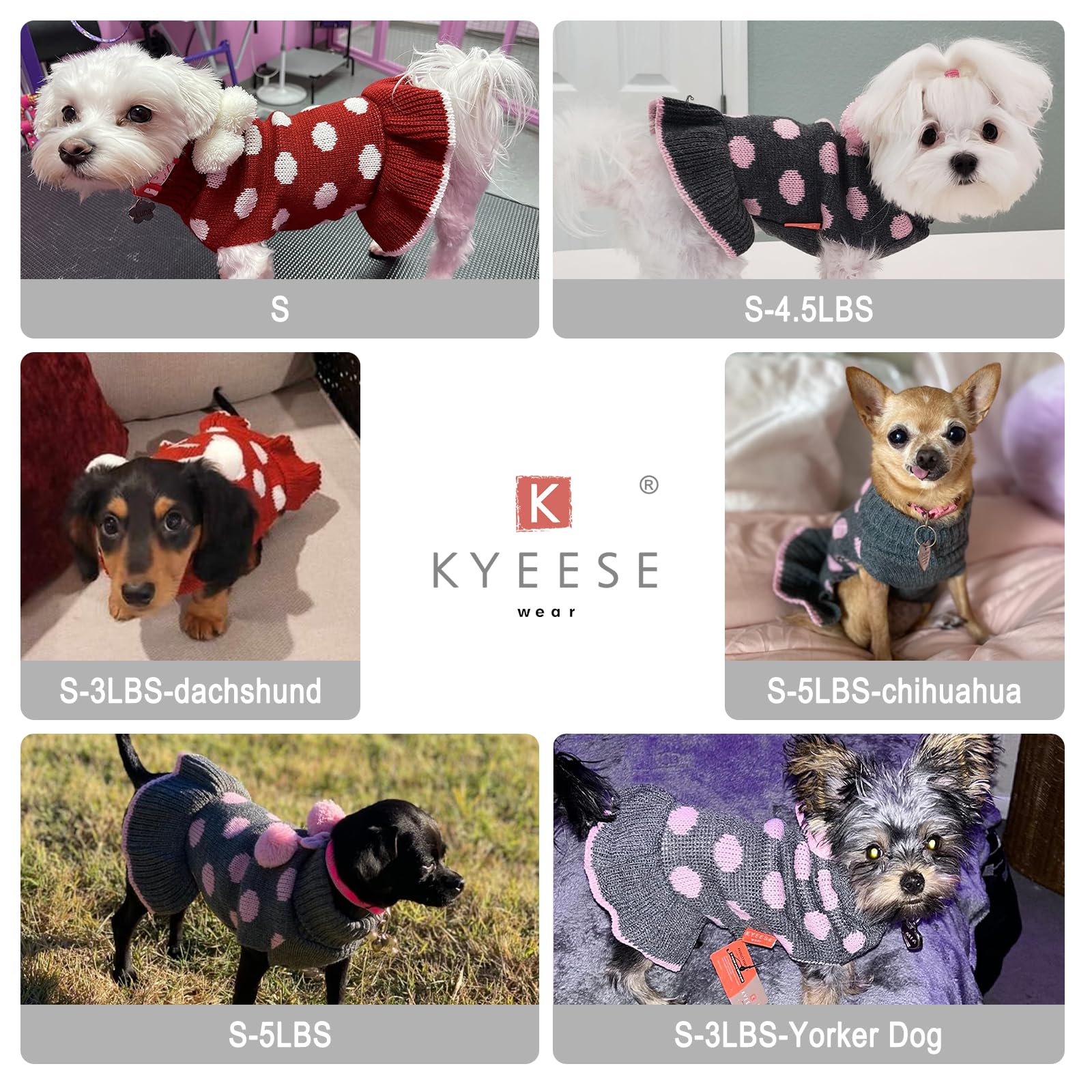 KYEESE suéter perro Valentín rosa, cuello alto para calor extra.
