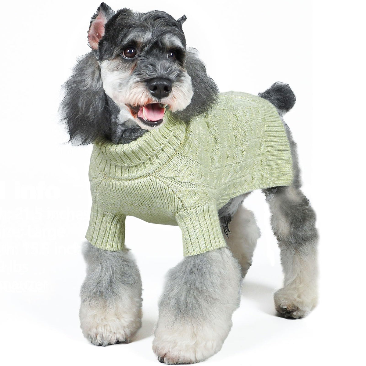 KYEESE suéter para perro con diseño cable y color verde, ideal para días fríos.
