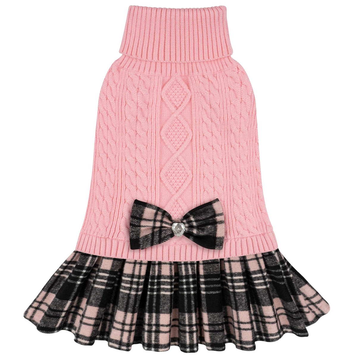 Suéter KYEESE para perros con cuello alto en rosa, cómodo y cálido para paseos.