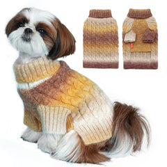 KYEESE sueter perro punto cable gradiente marrón xlarge, mantiene cálido a tu mascota en invierno.