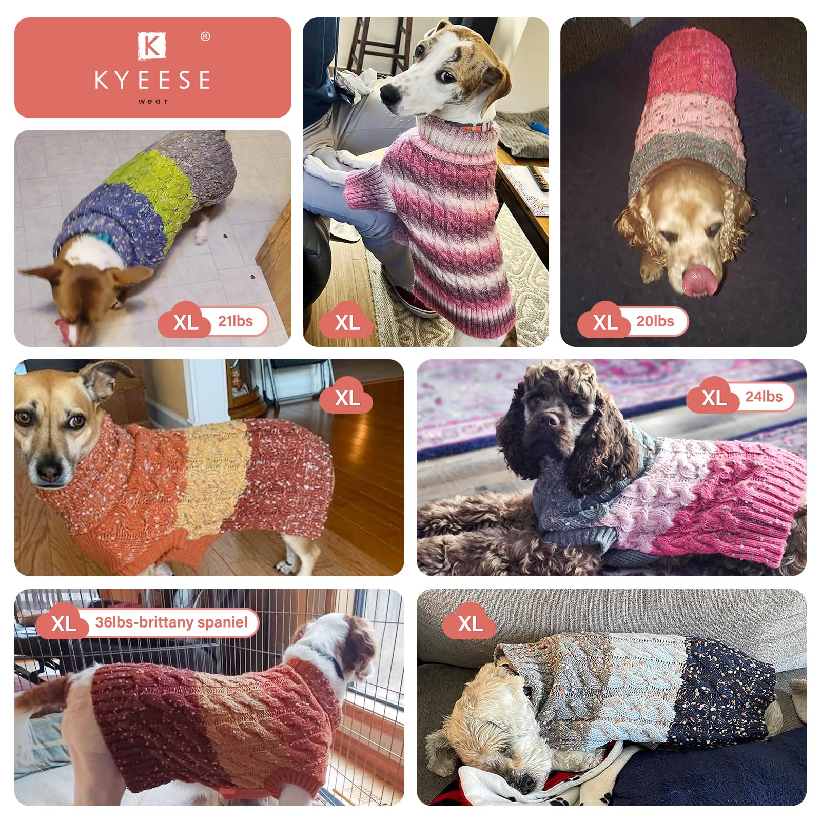 KYEESE sueter perro gradiente marrón, mangas largas para perros con pelaje corto.