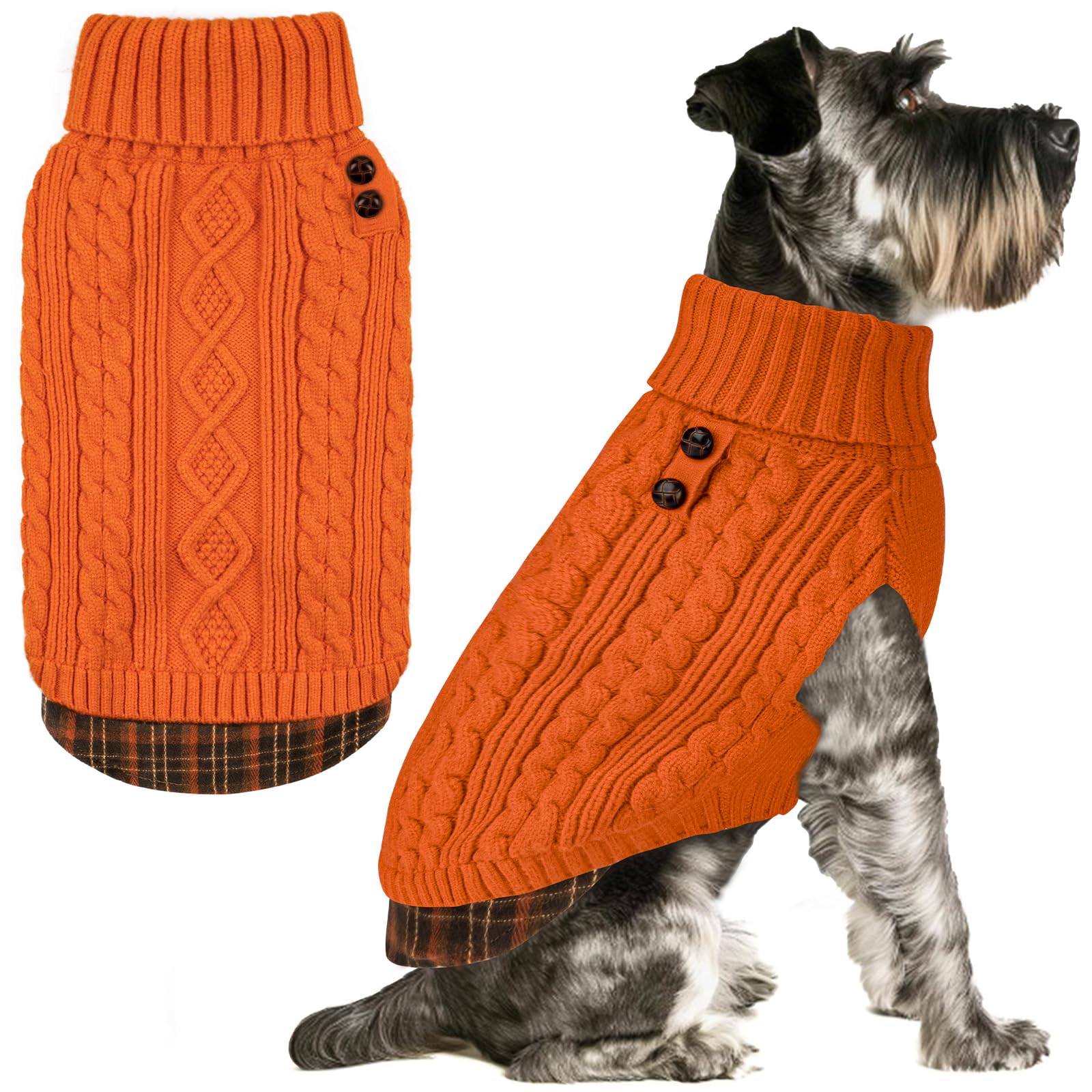 KYEESE suéter para perro tricotado con parcheado de cuadros, ideal para paseos diarios