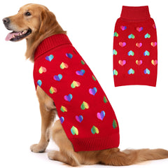 KYEESE suéter de San Valentín para perros grandes con corazones brillantes, ideal para paseos festivos