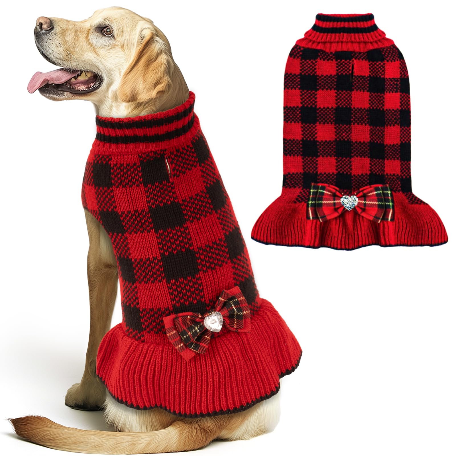 KYEESE suéter navideño para perro mediano, cálido y festivo para paseos.