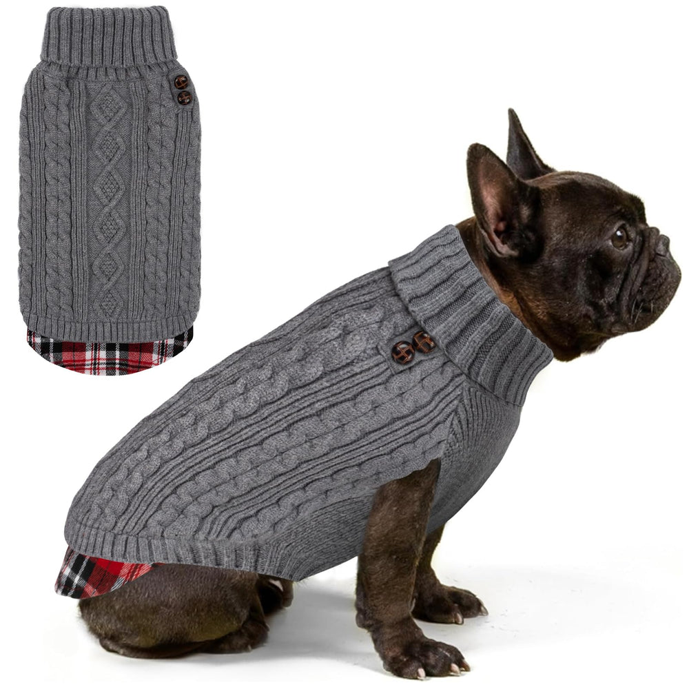 KYEESE: sudadera para perro con cuello alto y cuadros gingham, calidez suave para paseos.