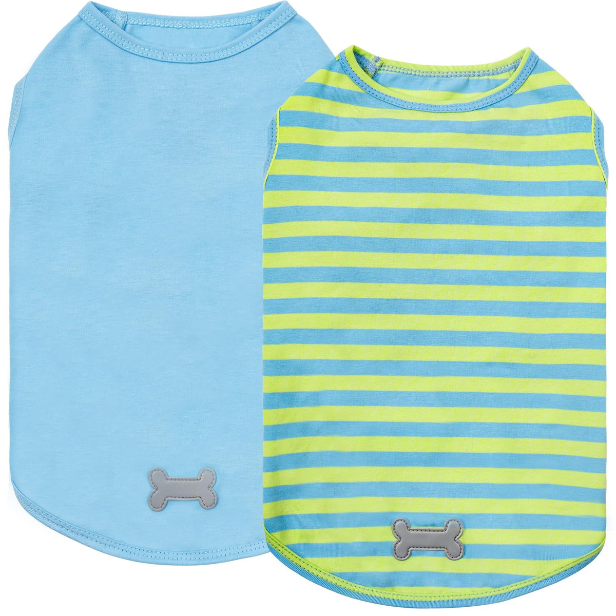 Camiseta KYEESE para perro con rayas azules, ideal para paseos diarios.
