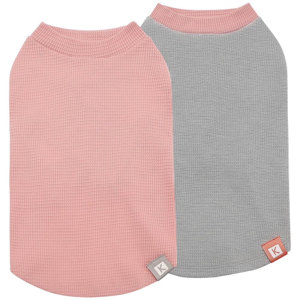 KYEESE dos camisas waffle para perros en rosa gris, confort ligero para días frescos