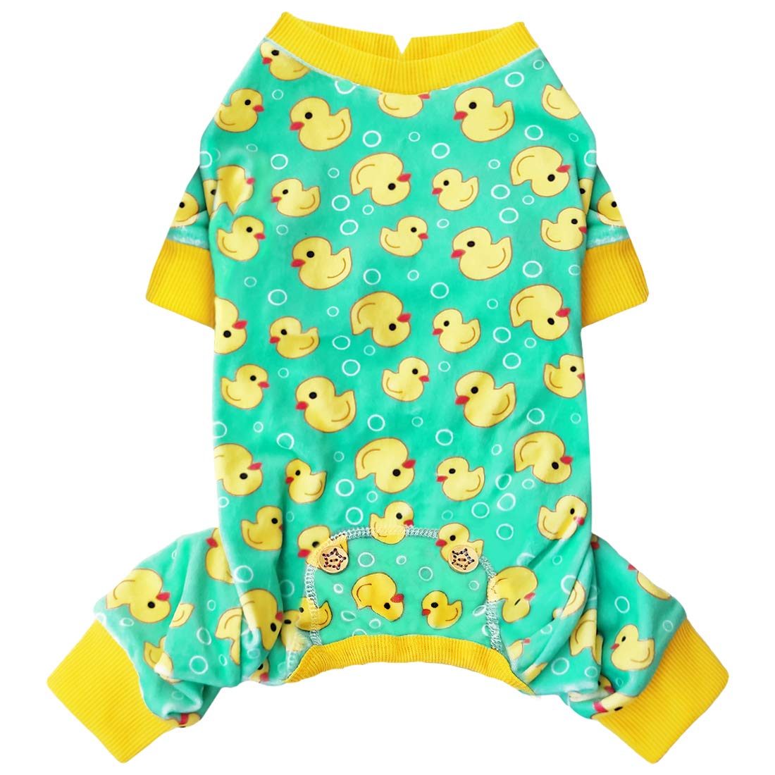 Pijama KYEESE para perro con patos amarillos, cómodo para uso diario.