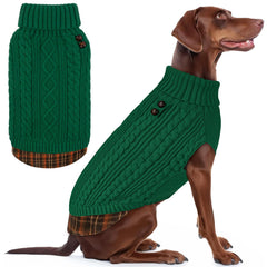 KYEESE suéter para perros grandes con cuello alto y gingham, ideal para clima frío.