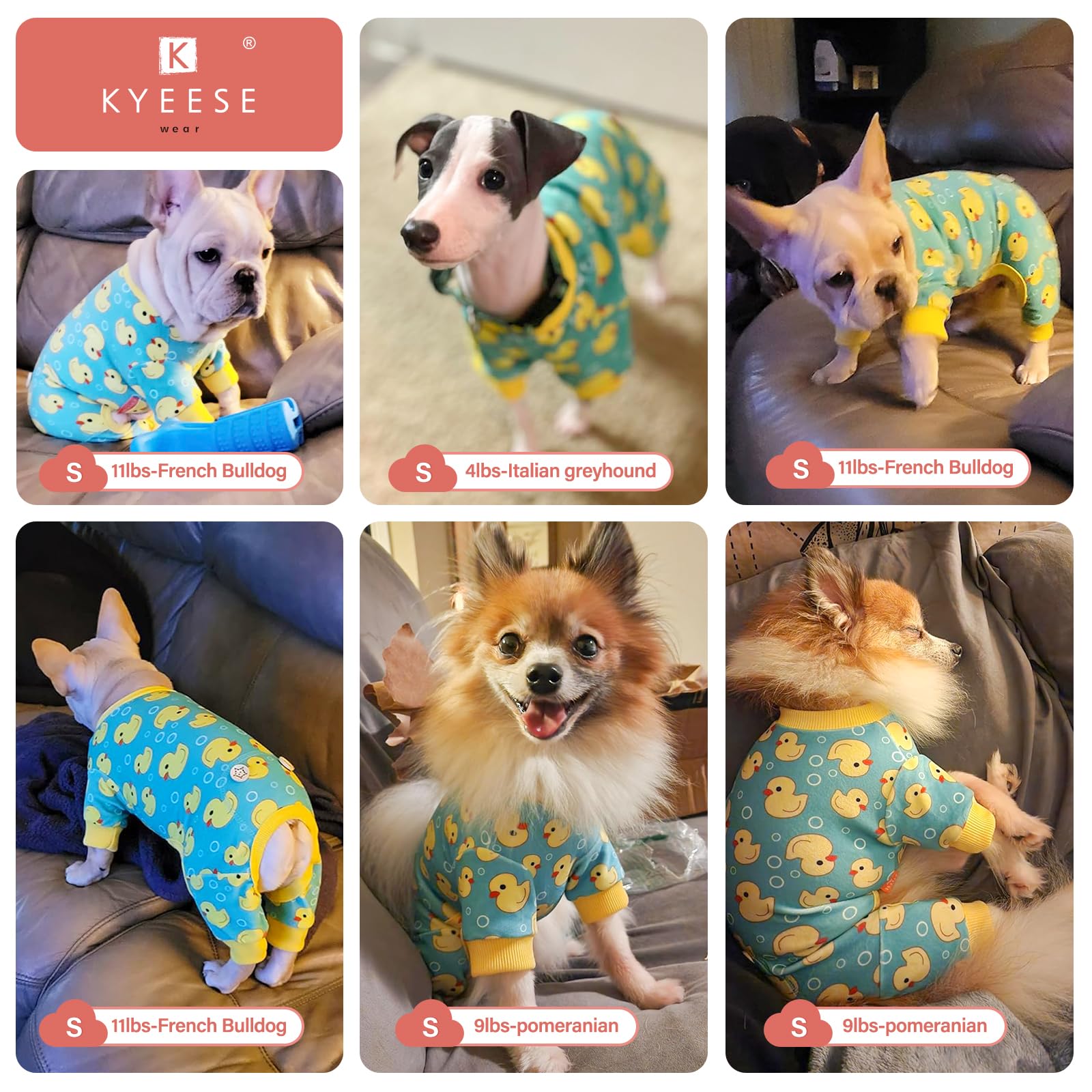 KYEESE pijama de perro con entrada por cabeza facilita vestirse