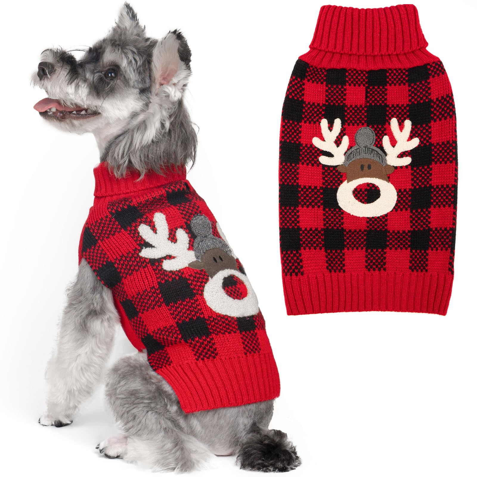 KYEESE sudadera navideña para perro con reno, cálida y cómoda para paseos.