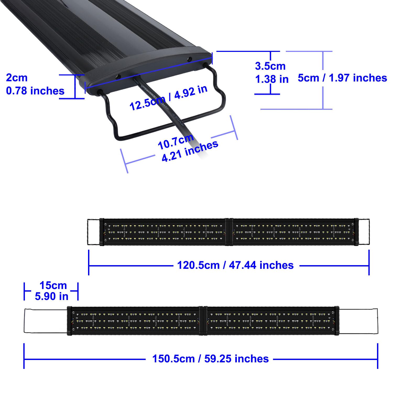 Tapa de iluminación KZKR con control remoto y luz azul-blanca para acuarios.