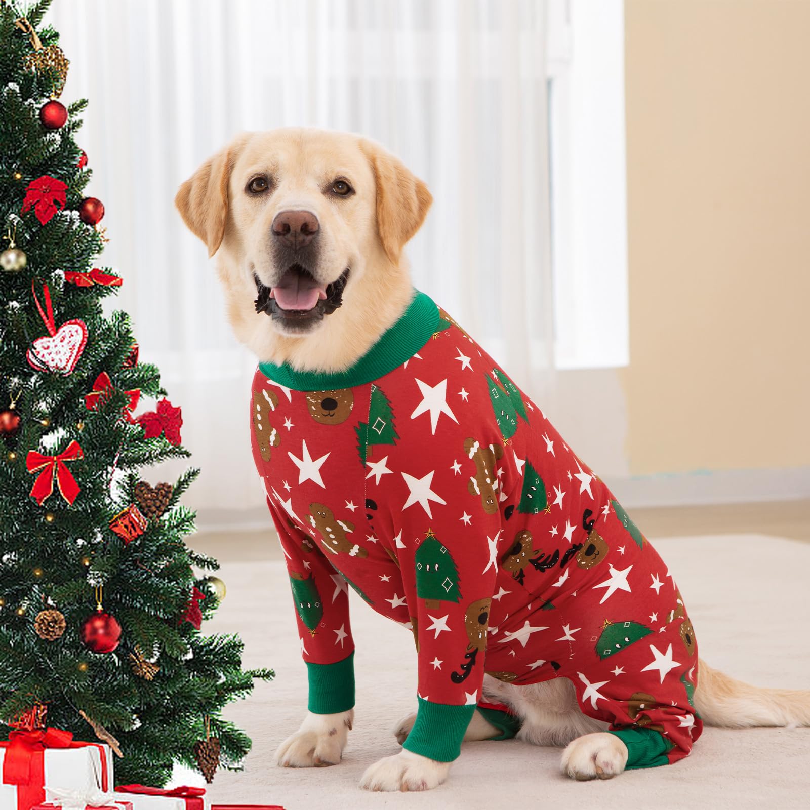 Pijama navideño kzrfojy para perro; estilo festivo y cómodo